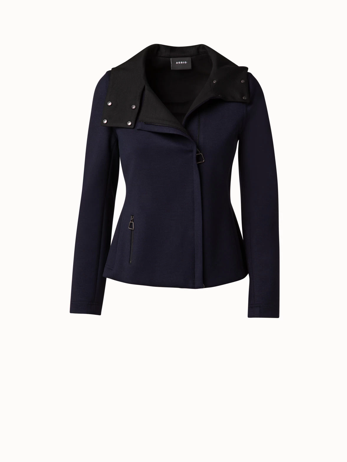 AKRIS Viscose Stretch Jersey Moto Jacket - Image 3