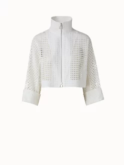 AKRIS Cotton Broderie Anglaise Patchwork Short Jacket
