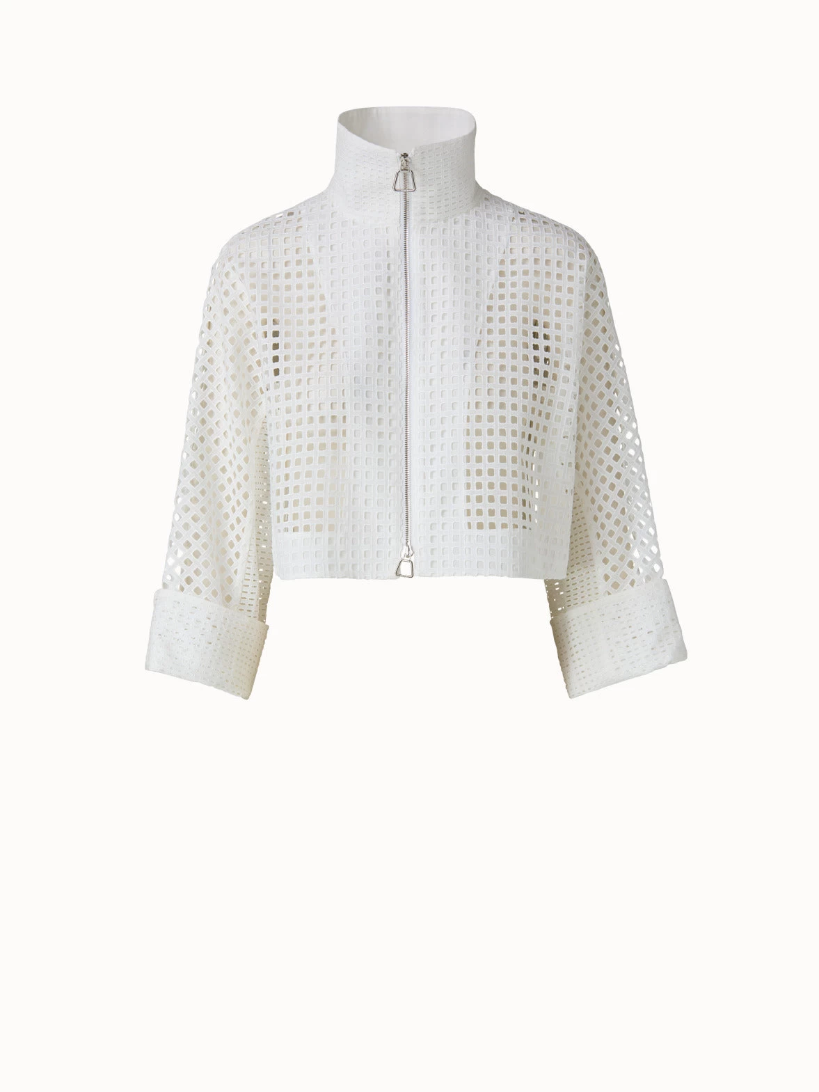 AKRIS Cotton Broderie Anglaise Patchwork Short Jacket