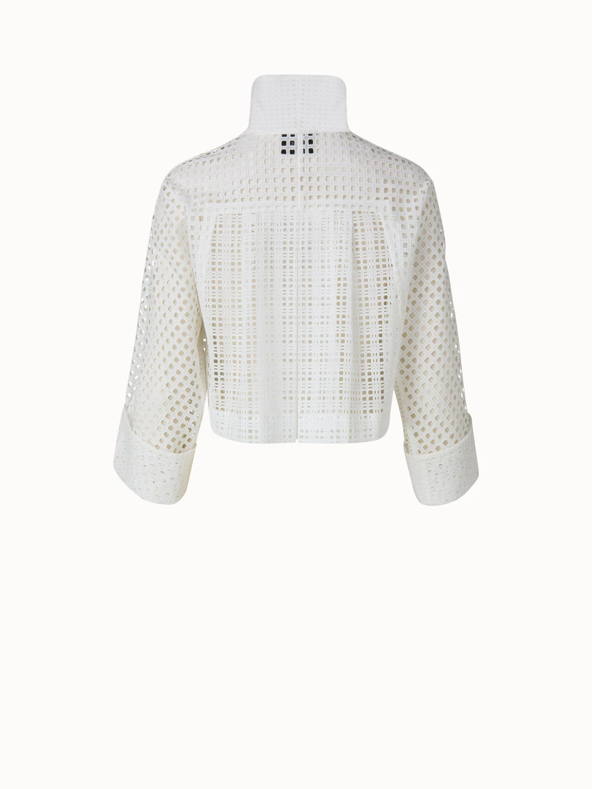 AKRIS Cotton Broderie Anglaise Patchwork Short Jacket - Image 2
