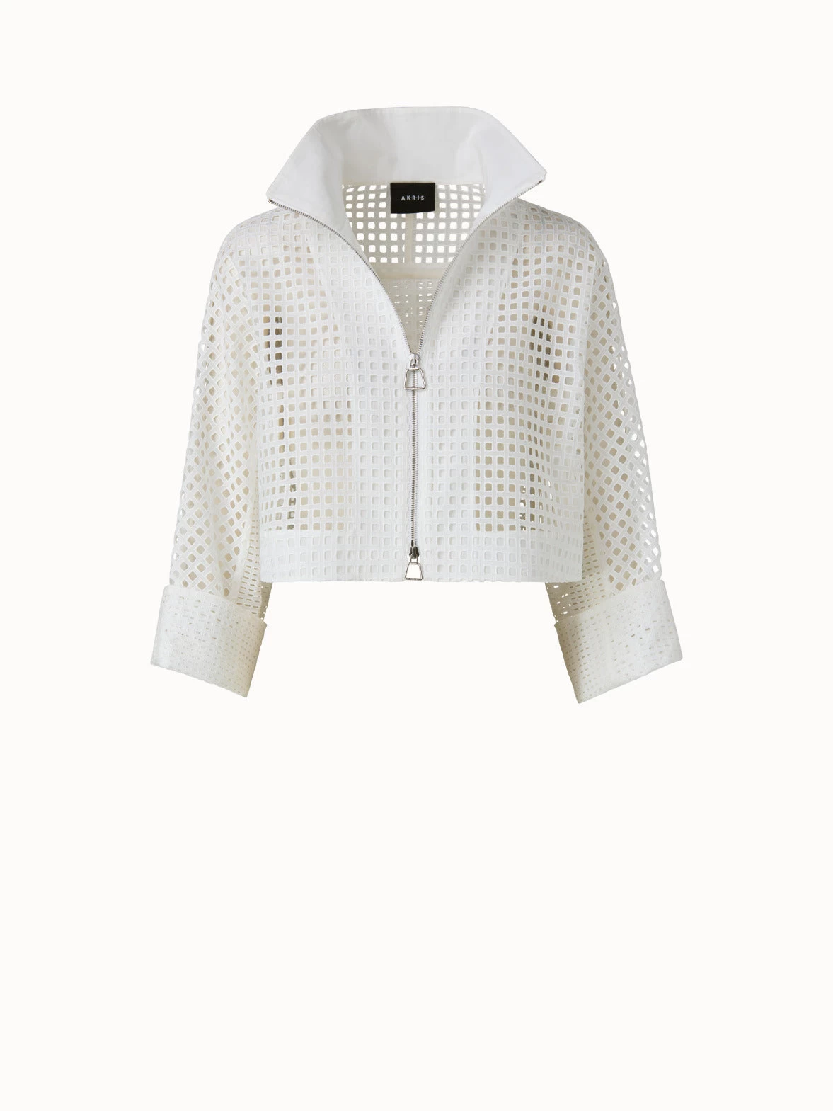 AKRIS Cotton Broderie Anglaise Patchwork Short Jacket - Image 3