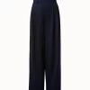 Wool Gabardine High Waist Wide Leg Pants