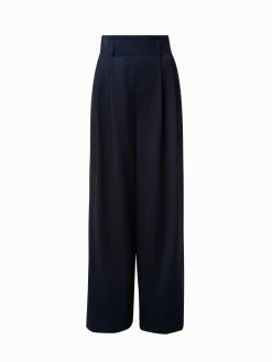 Wool Gabardine High Waist Wide Leg Pants