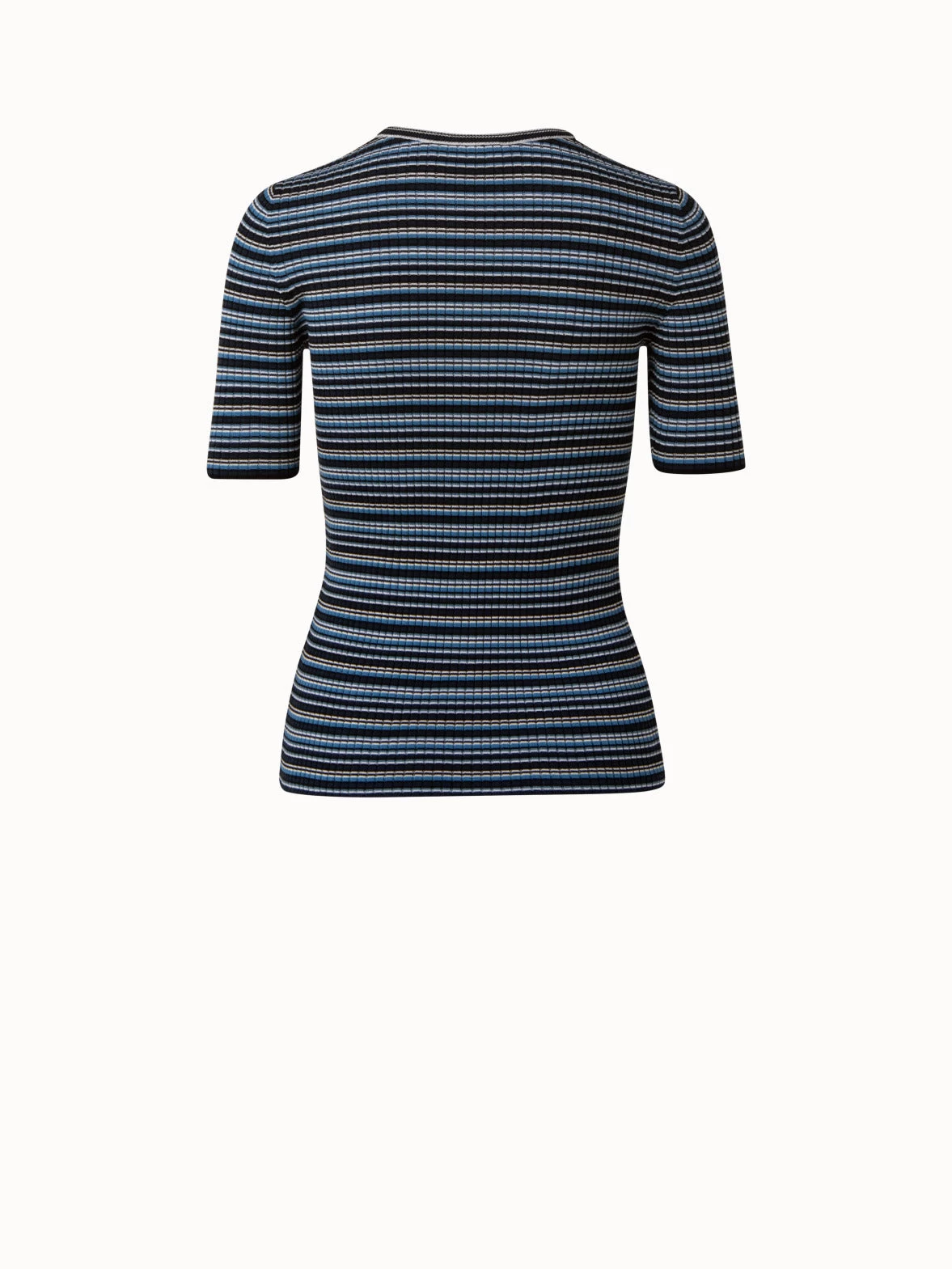 Multicolor Stripe Rib Knit Merino Wool Pullover - Image 2