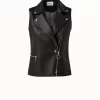 Biker Vest In Perforated Pin Dot Lamb Nappa Leather