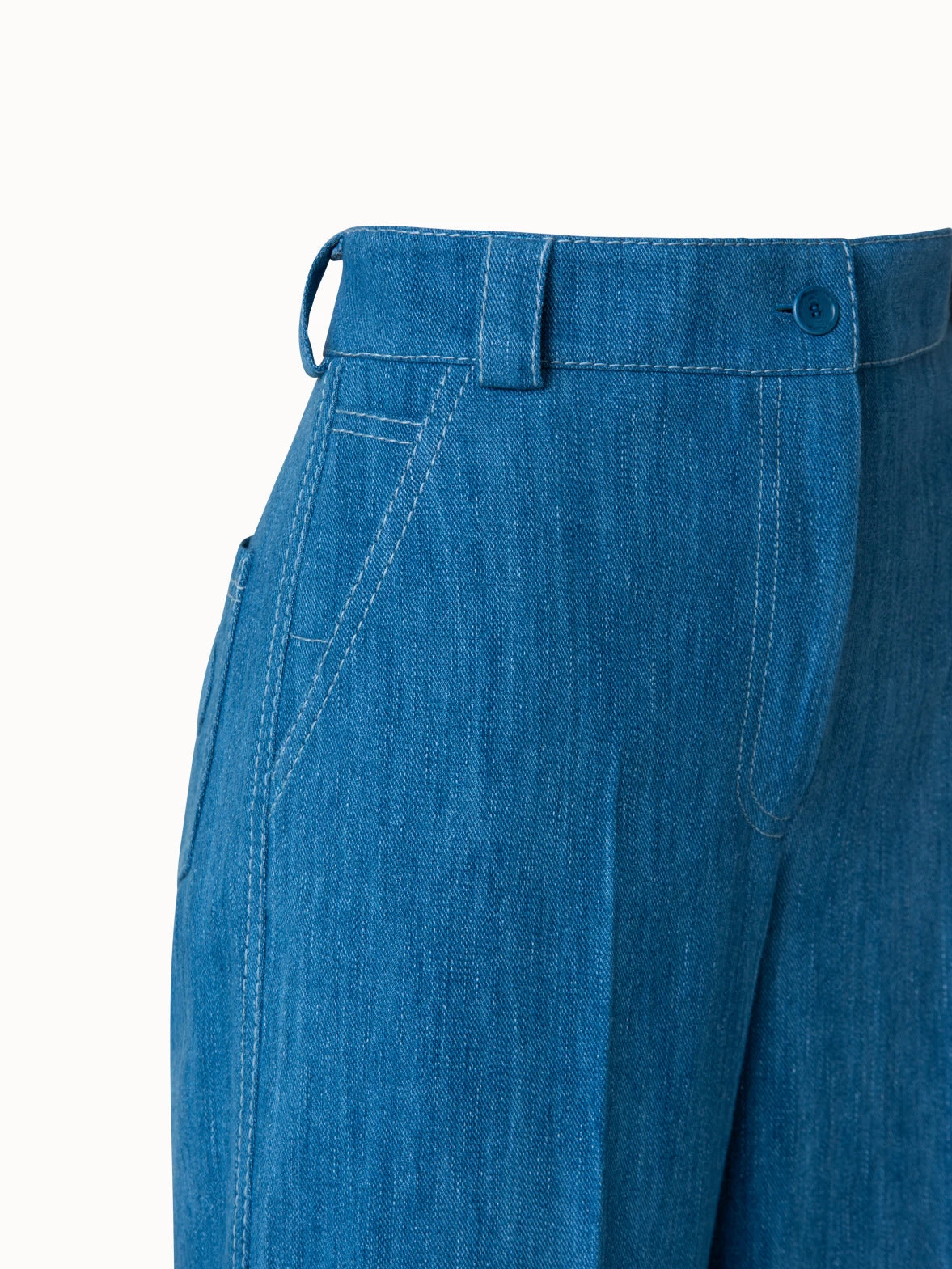 Stretch Denim Cropped High Waist Pants - Image 3