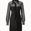 AKRIS Trapezoid Grid Embroidery Tunic Dress