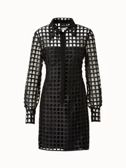 AKRIS Trapezoid Grid Embroidery Tunic Dress