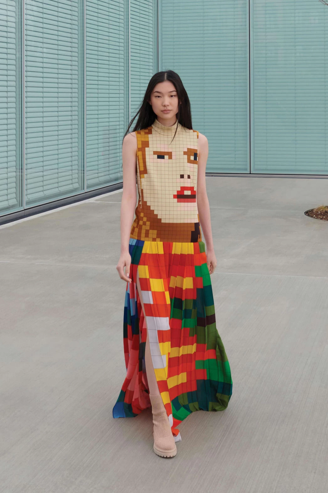 AKRIS Silk Crêpe Gown With Drei Teile Print - Image 2