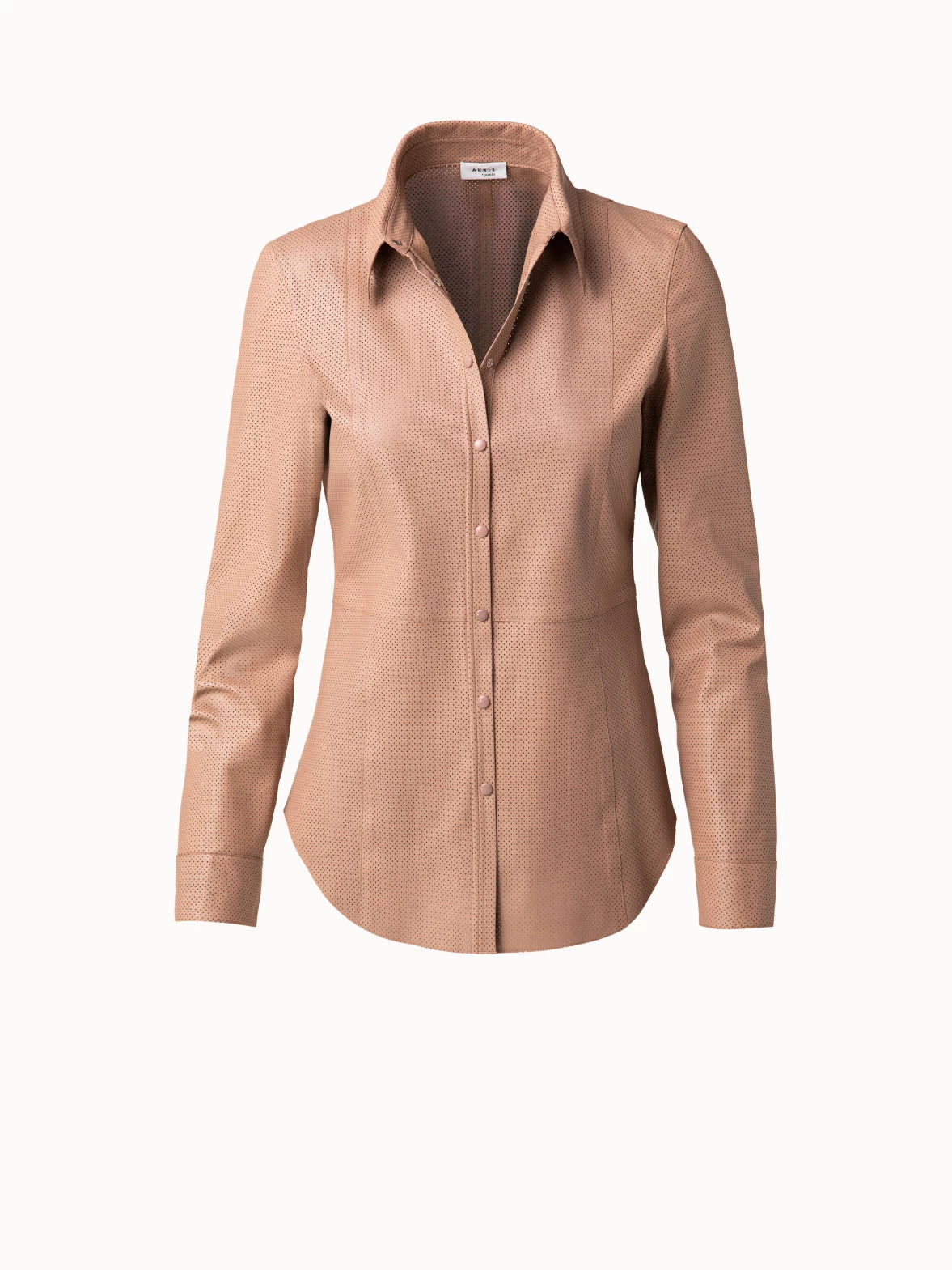 Perforated Pin Dot Nappa Leather Blouse - Image 3