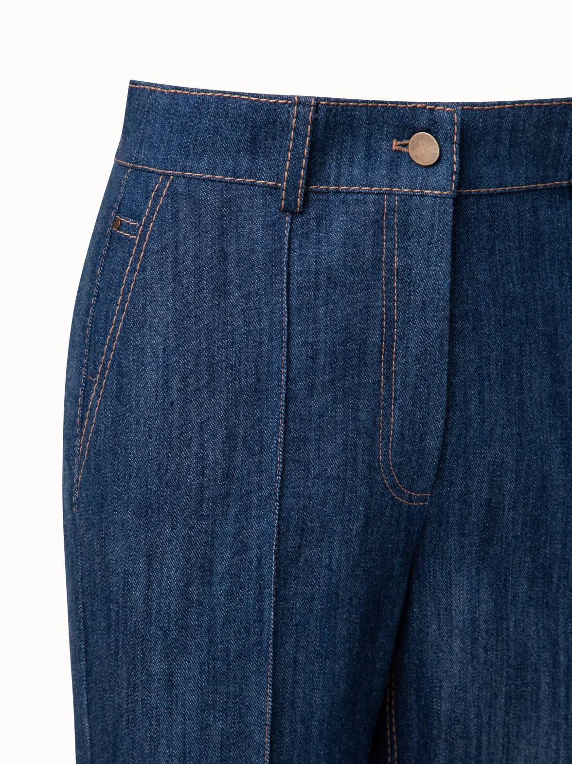 Cotton Stretch Denim Tapered Pants - Image 3