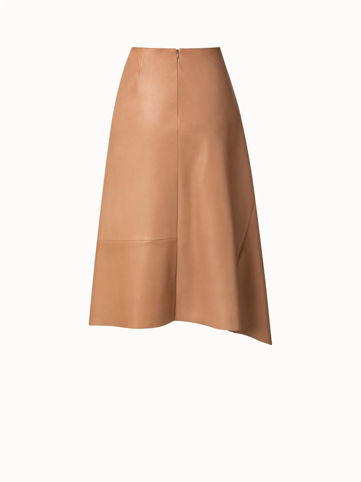 AKRIS Asymmetrical Lamb Nappa Leather Midi Skirt - Image 3