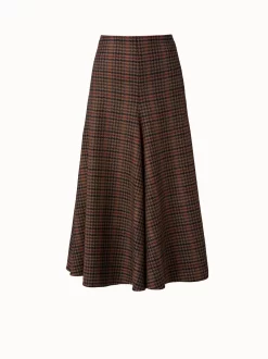 AKRIS Checked Wool Midi Skirt