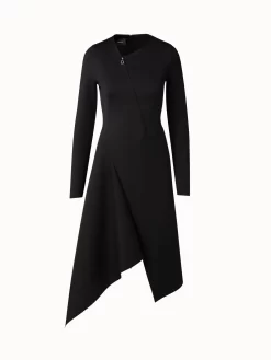 AKRIS Techno Neoprene Asymmetrical Midi Dress