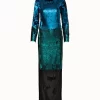 AKRIS Sequins Colorblock Gown