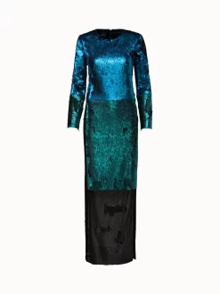 AKRIS Sequins Colorblock Gown