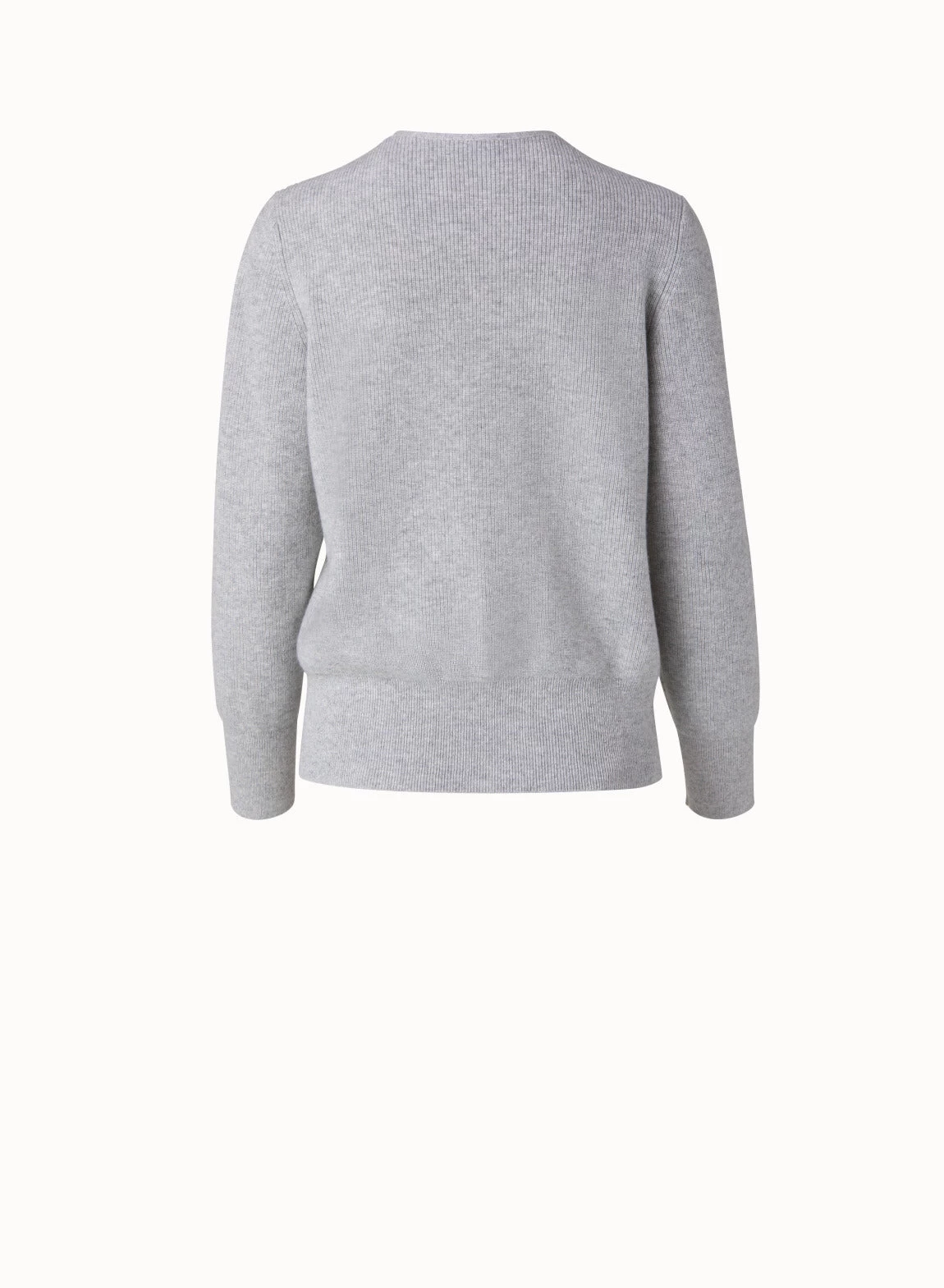 AKRIS Cashmere Lurex Ribbed V-Neck Knit Pullover - Image 3