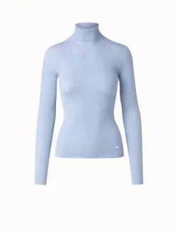 AKRIS Cashmere Silk Rib Knit Pullover
