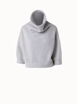AKRIS Boxy Ribbed Knit Cashmere Pullover