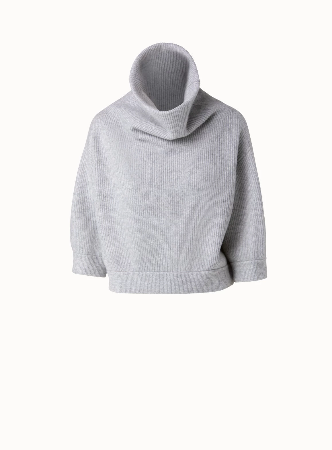 AKRIS Boxy Ribbed Knit Cashmere Pullover