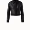 AKRIS Wool Double-Face Short Jacket With With Faux Leather Superposé Grid Embellishment