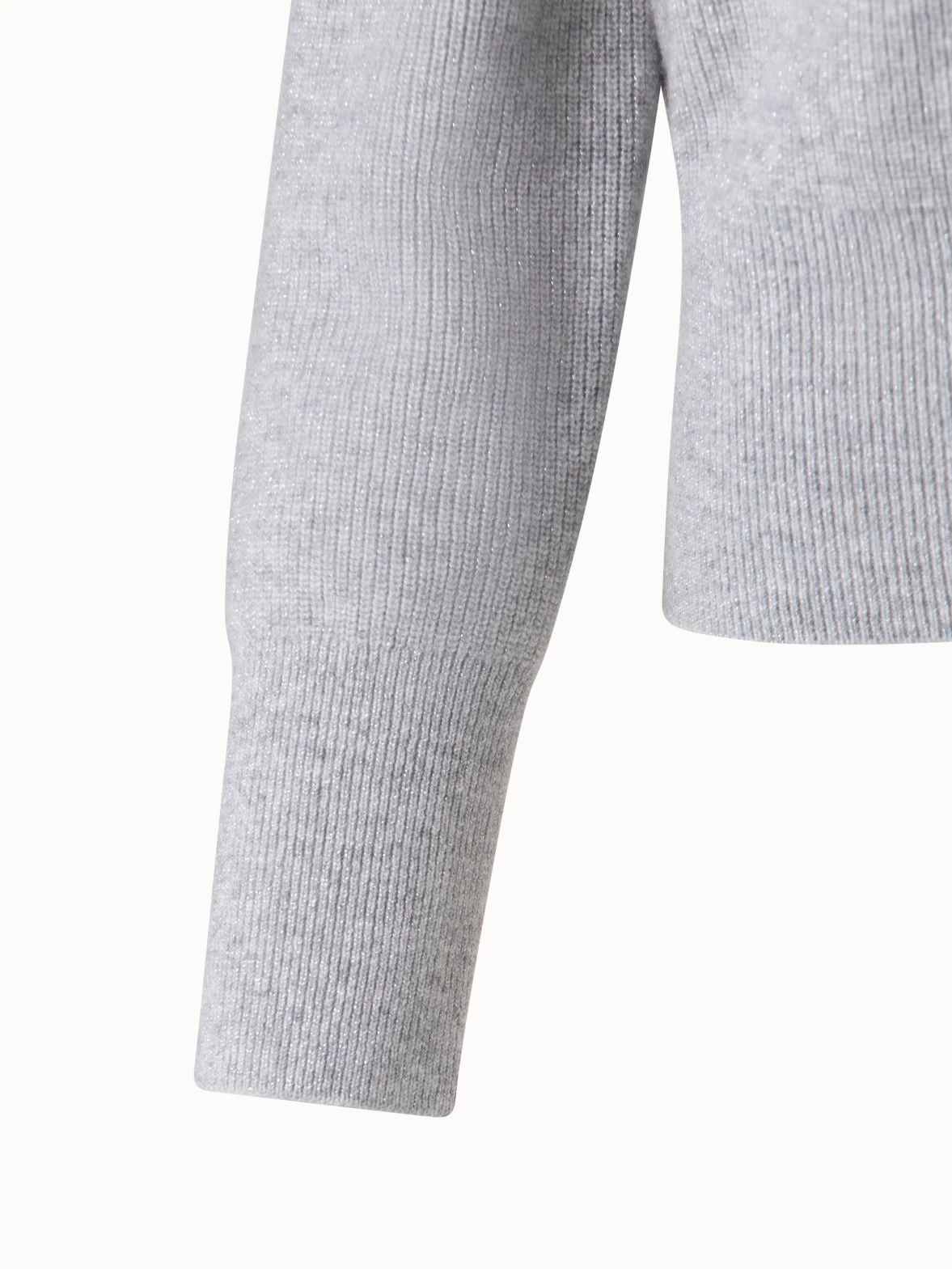 AKRIS Cashmere Lurex Ribbed V-Neck Knit Pullover - Image 5