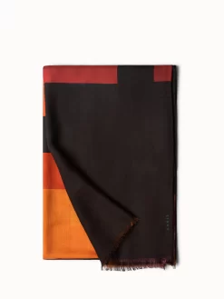 AKRIS Cashmere Silk Scarf With Interior Abstract Print