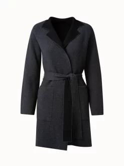 AKRIS Double-face Knit Coat In Cashmere With Stand Up Collar