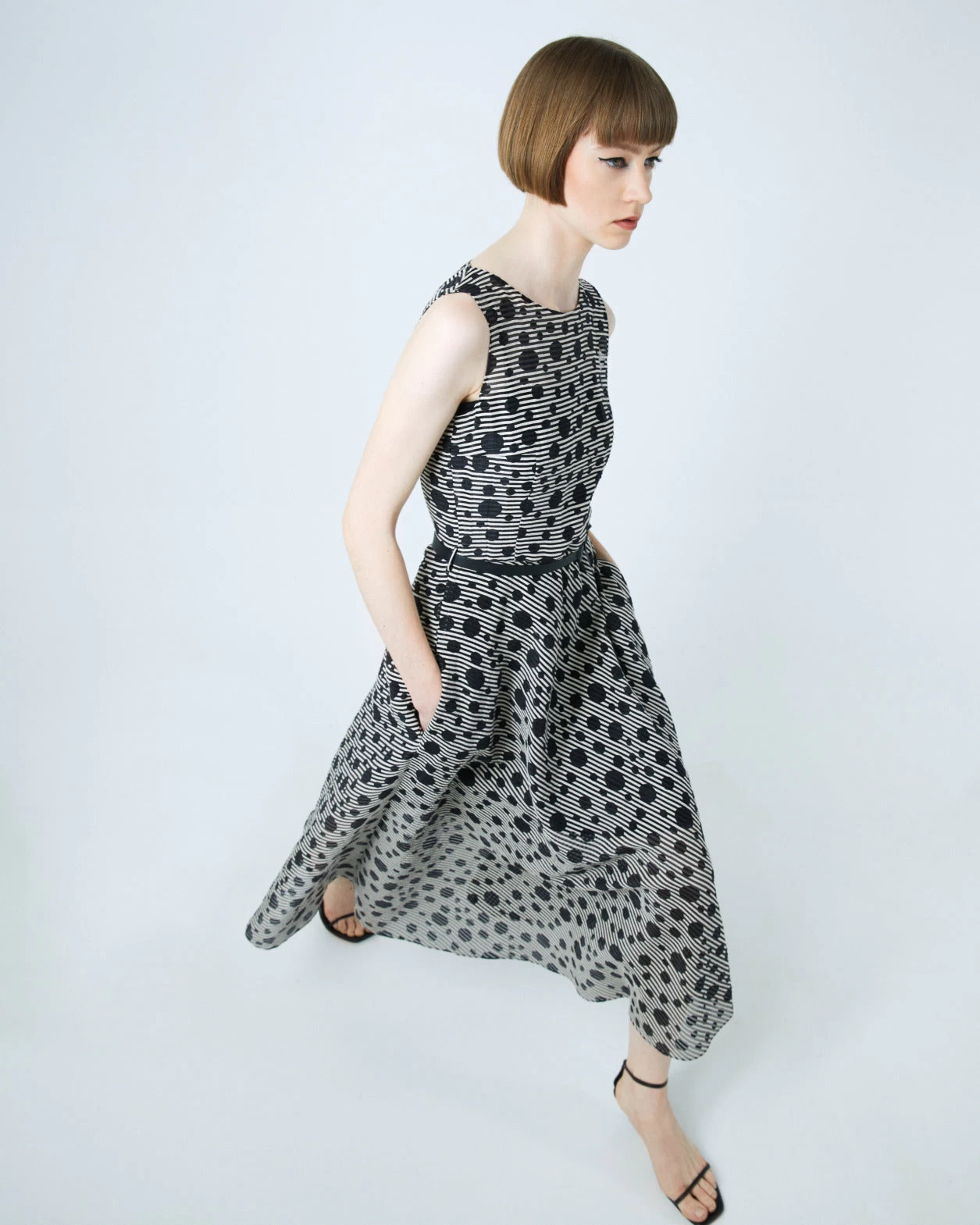 Jacquard Dot Techno Organdy Midi Dress - Image 2