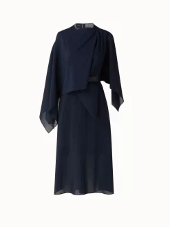 AKRIS Draped Midi Wool Crêpe Dress