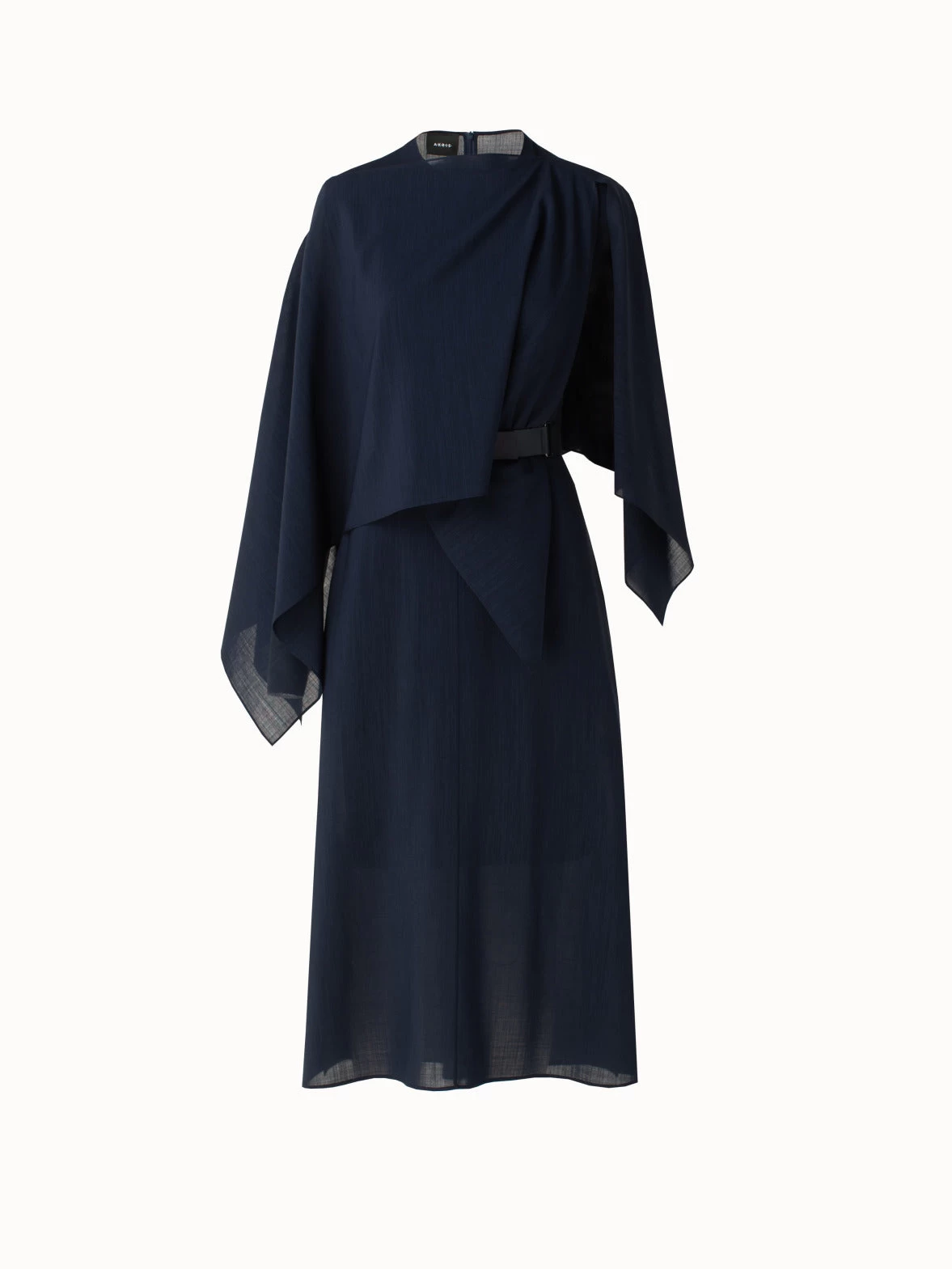 AKRIS Draped Midi Wool Crêpe Dress
