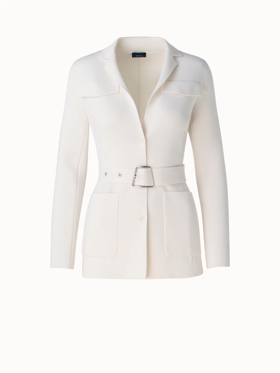 AKRIS Wool Silk Belted Knit Blazer