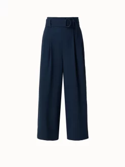 Wide Leg Belted Crêpe Sablê Pants