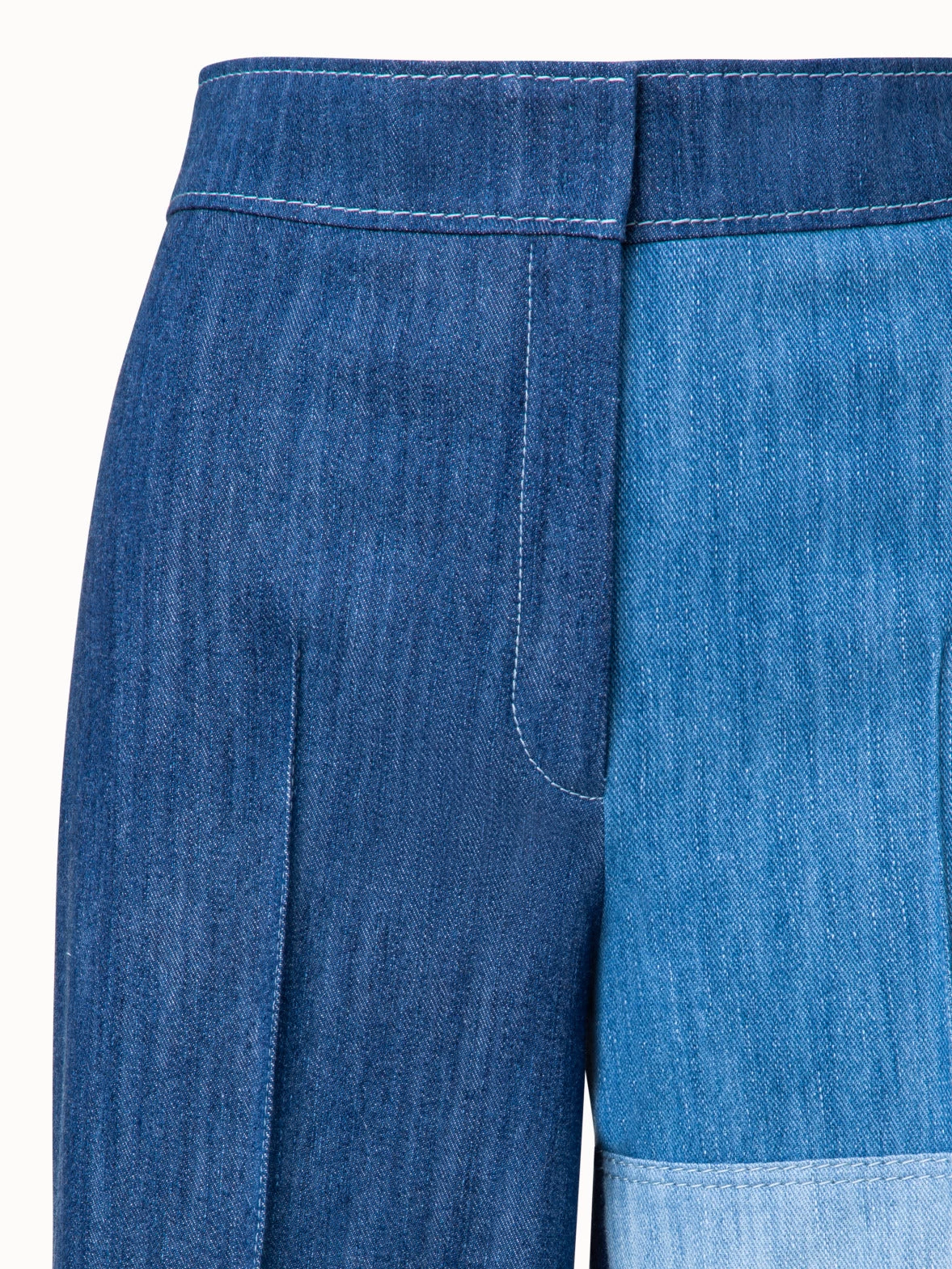 Chieko Cropped Wide Leg Denim Patchwork Pants - Image 4