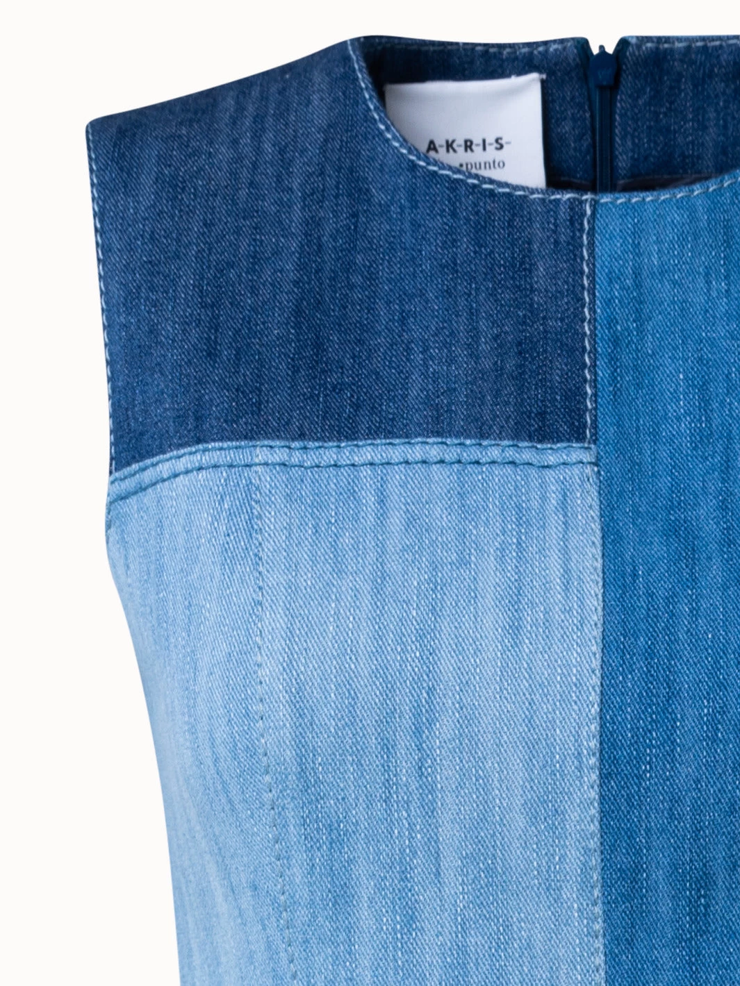 Washed Denim Patchwork Midi Dress - Image 3