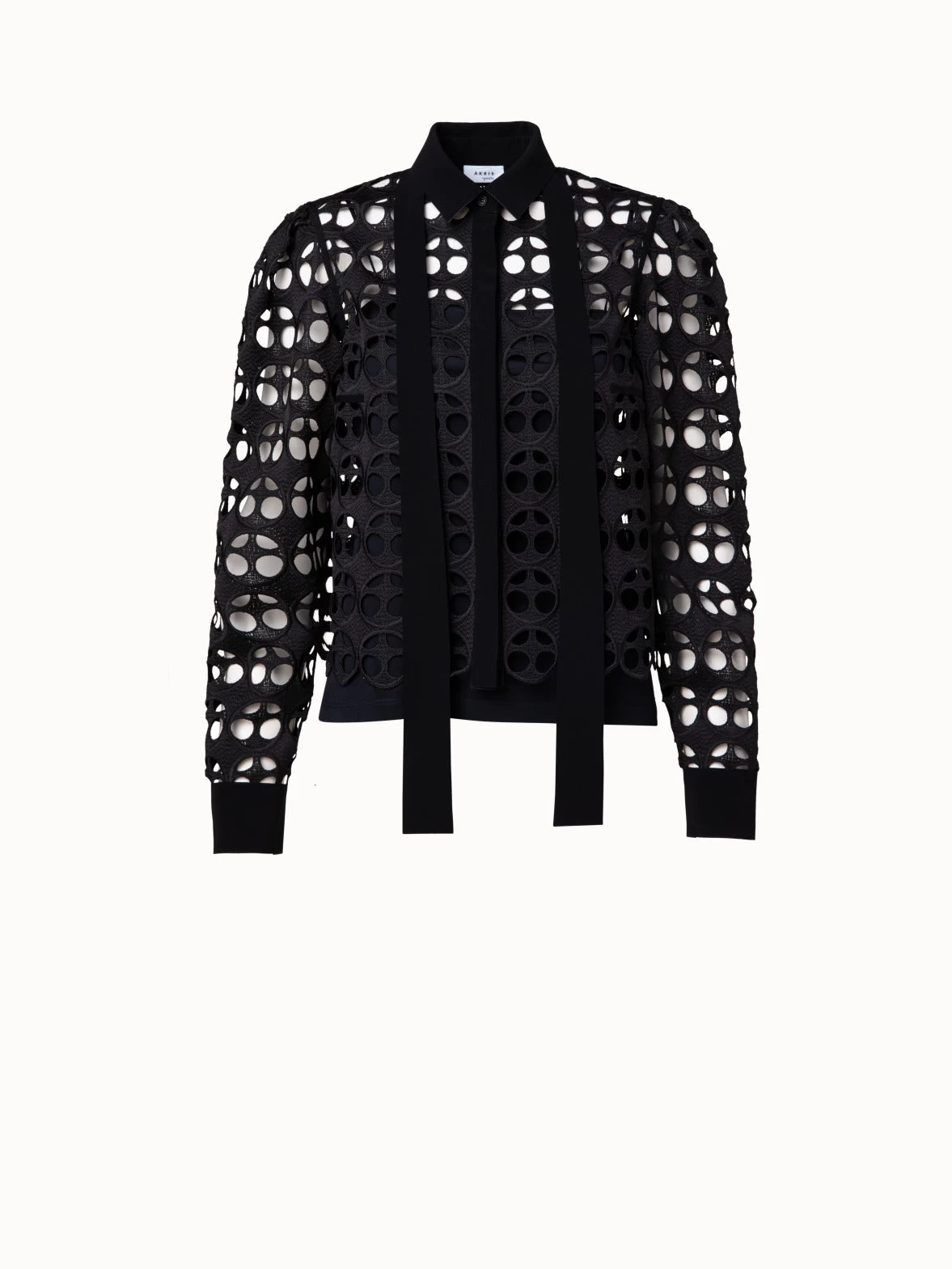 Dot Cut-Out Embroidery Blouse - Image 5