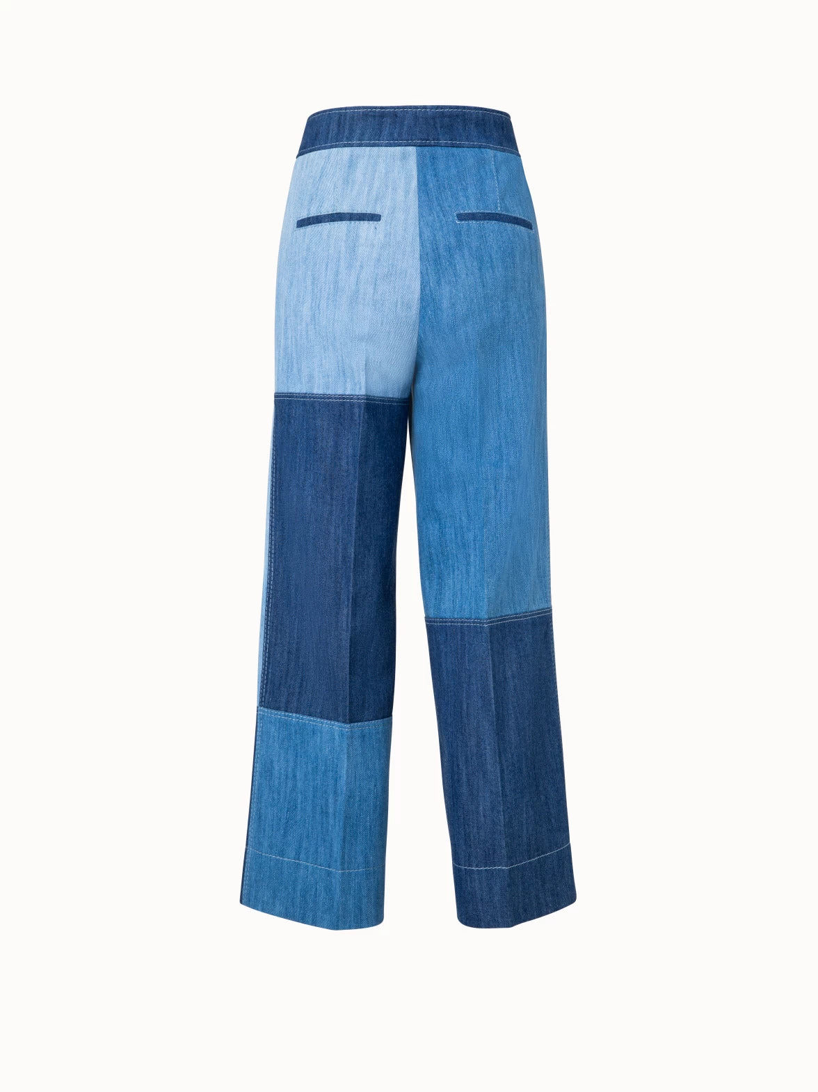 Chieko Cropped Wide Leg Denim Patchwork Pants - Image 3