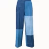 Chieko Cropped Wide Leg Denim Patchwork Pants