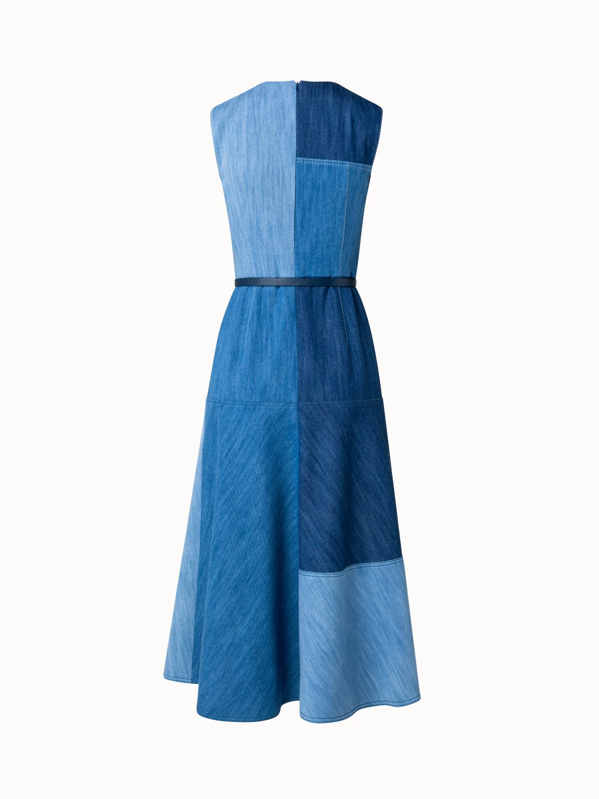 Washed Denim Patchwork Midi Dress - Image 2