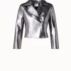Metallic Leather Biker Jacket