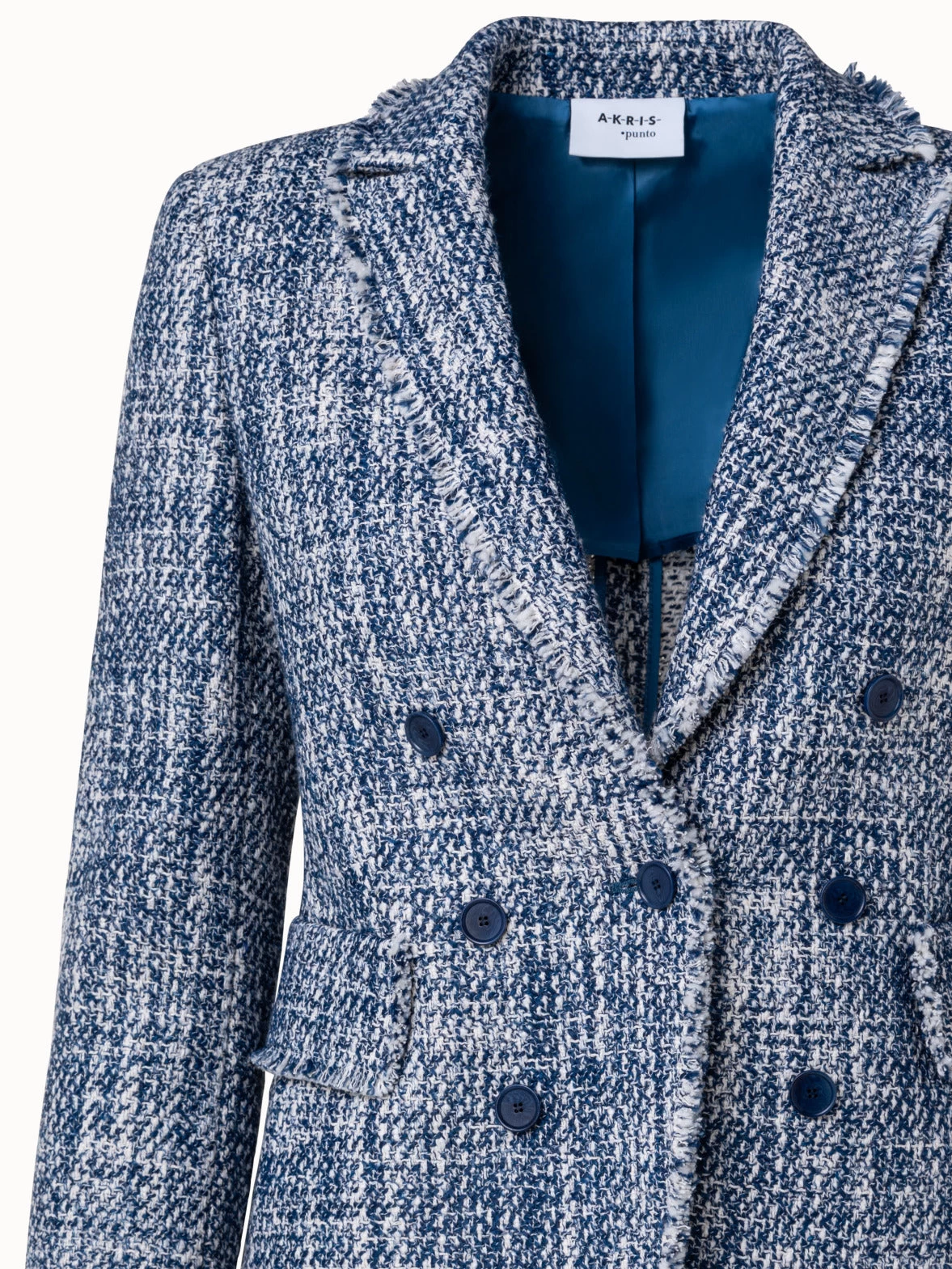 Cotton Blend Tweed Blazer With Faux Double-Breast - Image 3