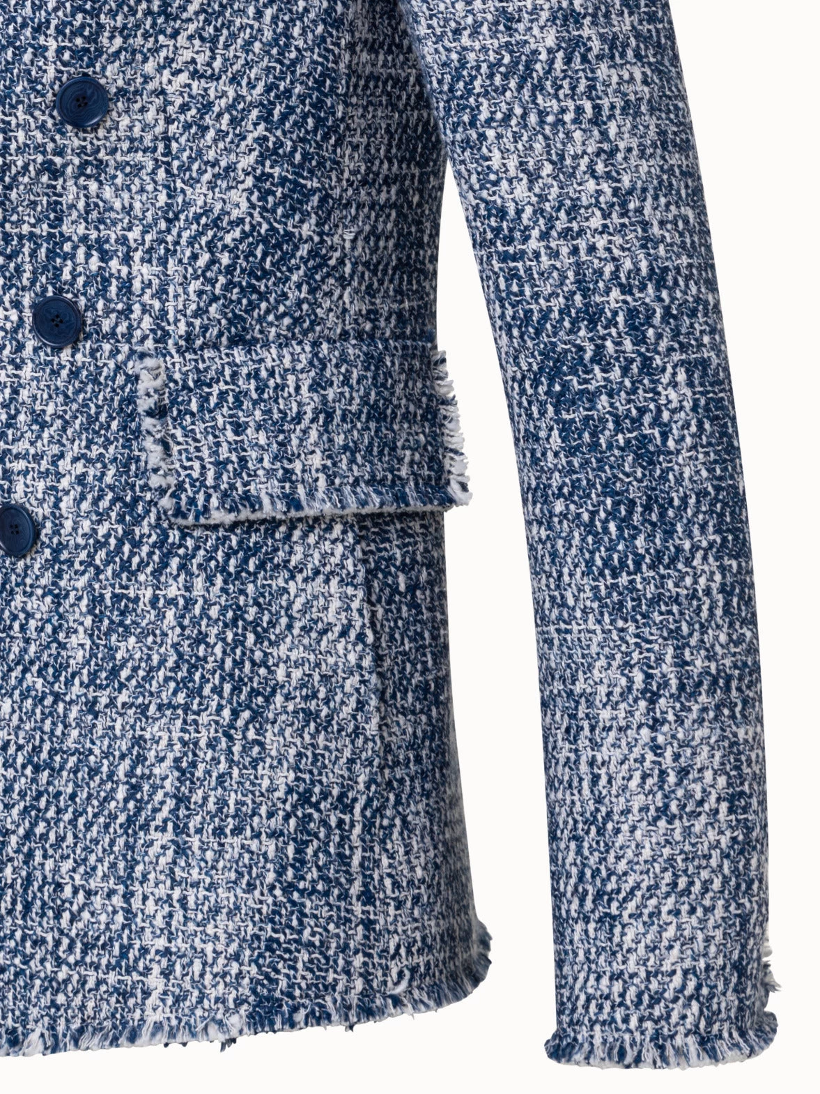 Cotton Blend Tweed Blazer With Faux Double-Breast - Image 4