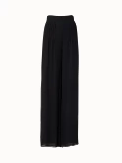 AKRIS Silk Pleated Wide Leg Pants