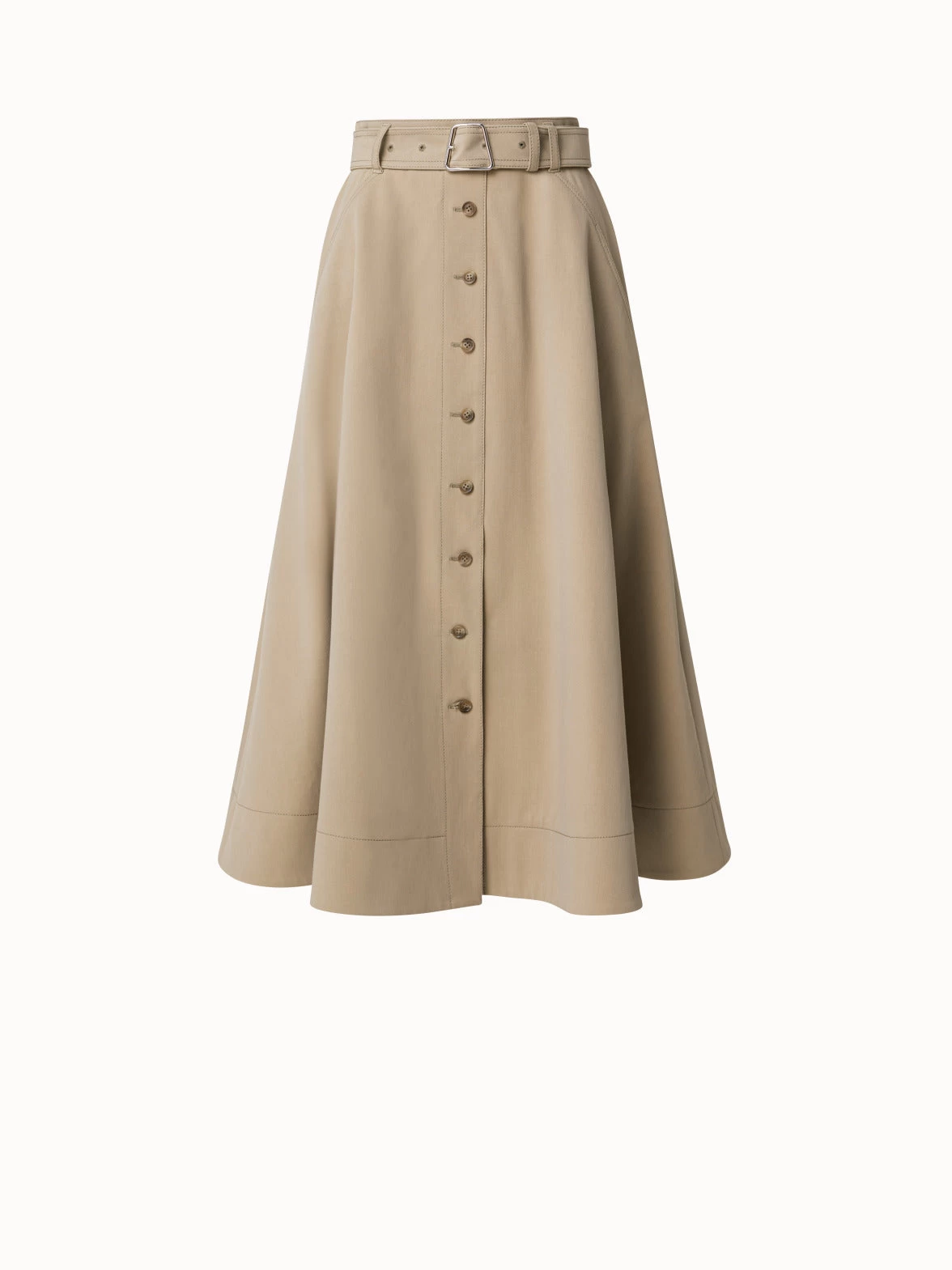 AKRIS A-Line Cotton Stretch Denim Midi Skirt