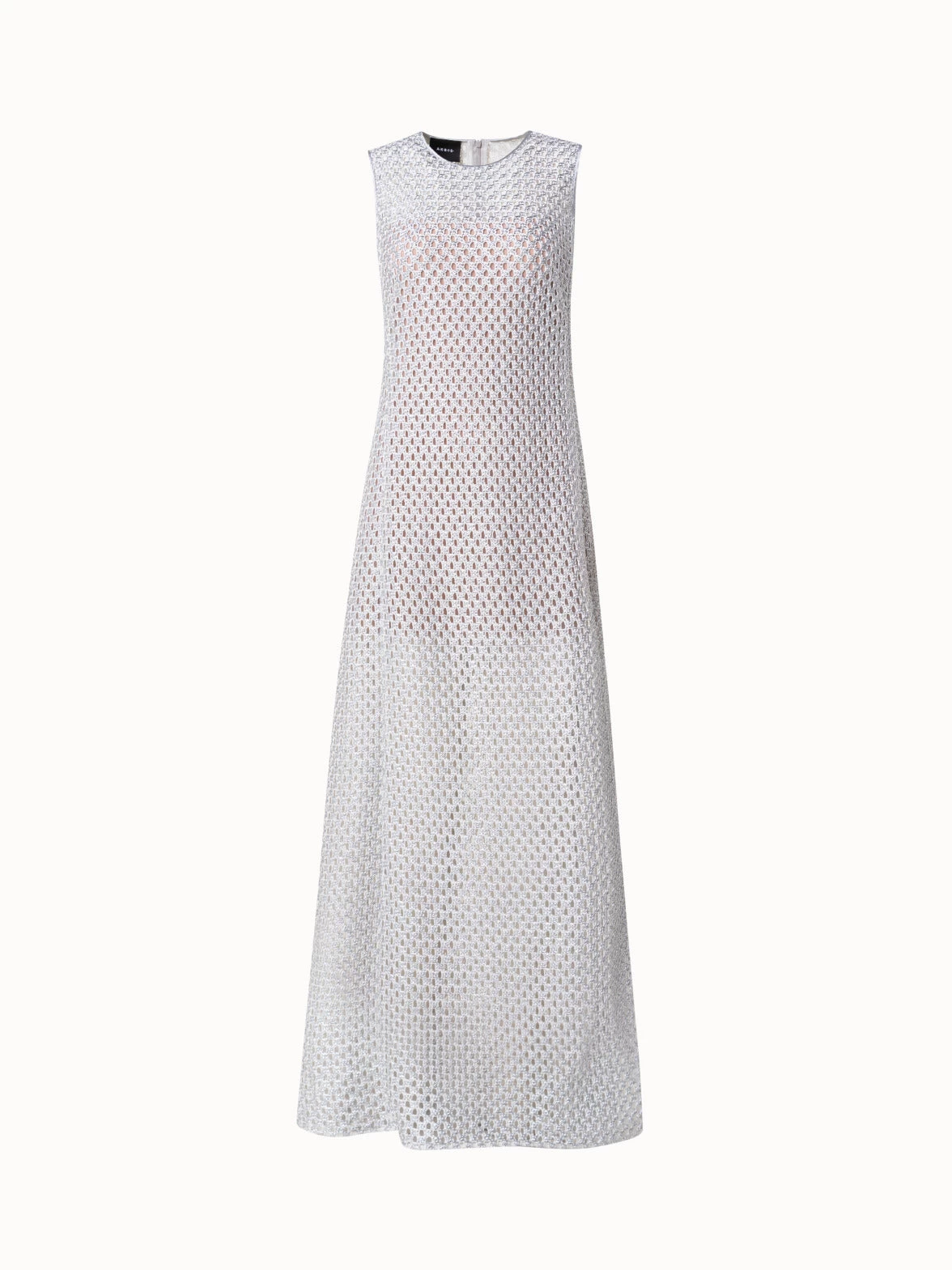 AKRIS Metallic Lurex Cotton Crochet Embroidery Gown