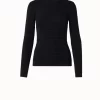 AKRIS Trapezoid Grid Wool Silk Stretch Jacquard Pullover