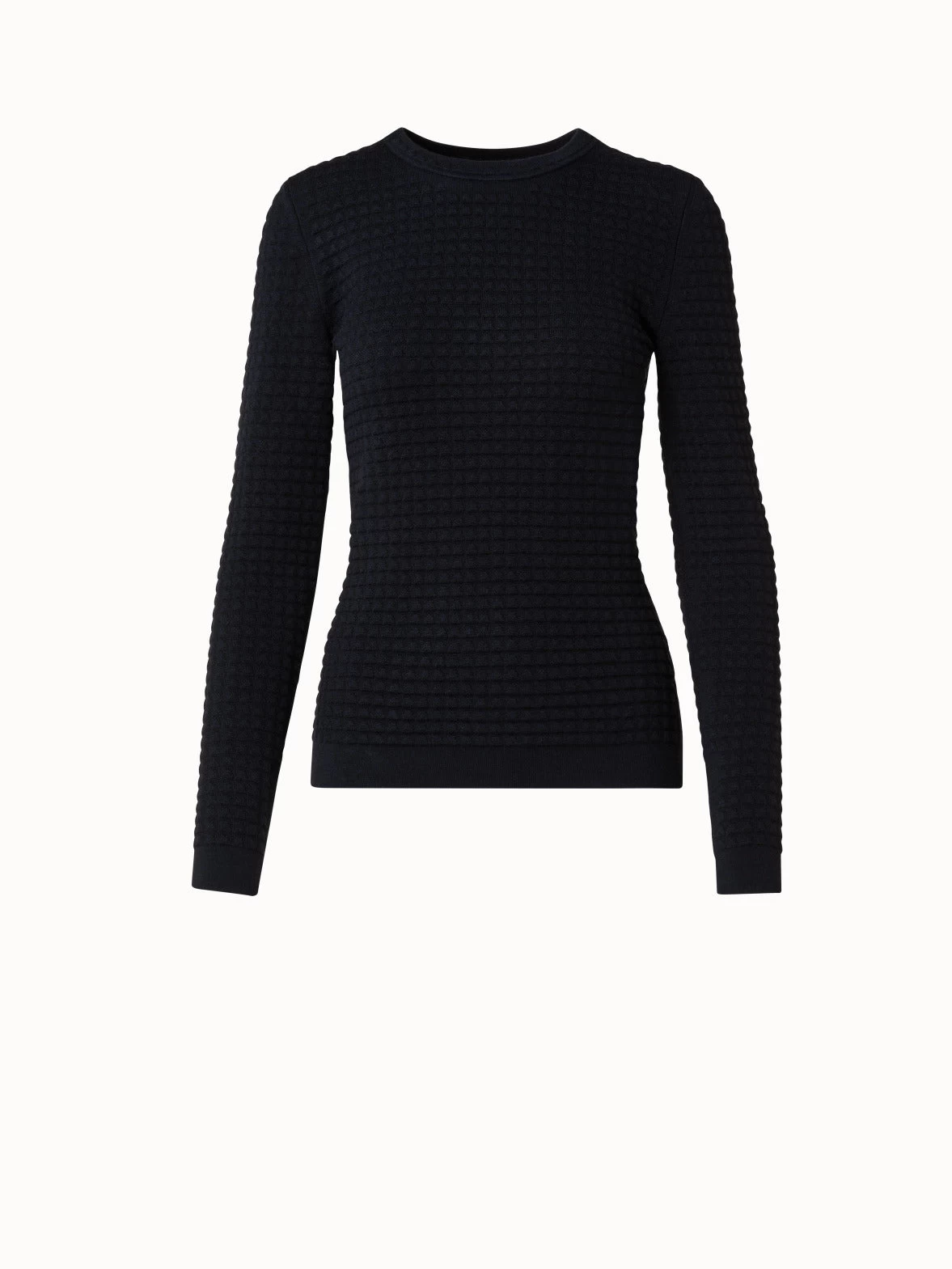 AKRIS Trapezoid Grid Wool Silk Stretch Jacquard Pullover