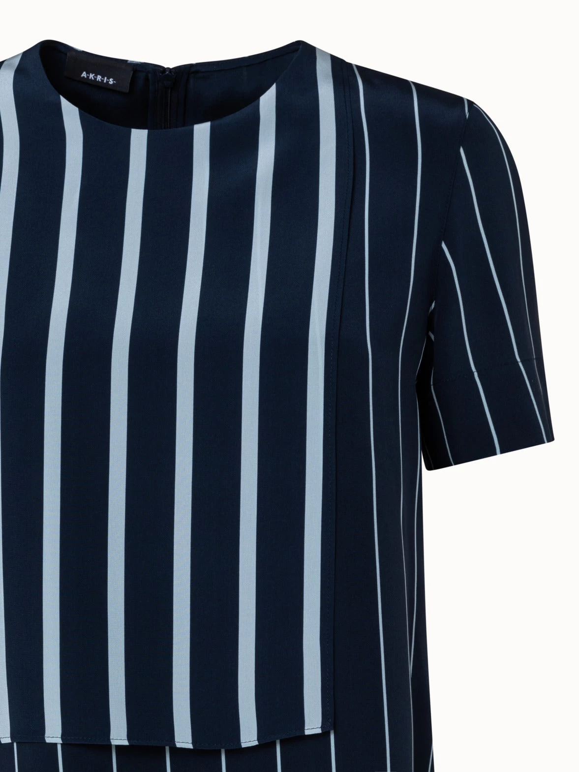 AKRIS Three Layer Silk Crêpe Blouse With Screen Stripes Print - Image 3