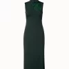 AKRIS Silk Stretch Crêpe Sheath Dress With Daffodils Stone Embellishment