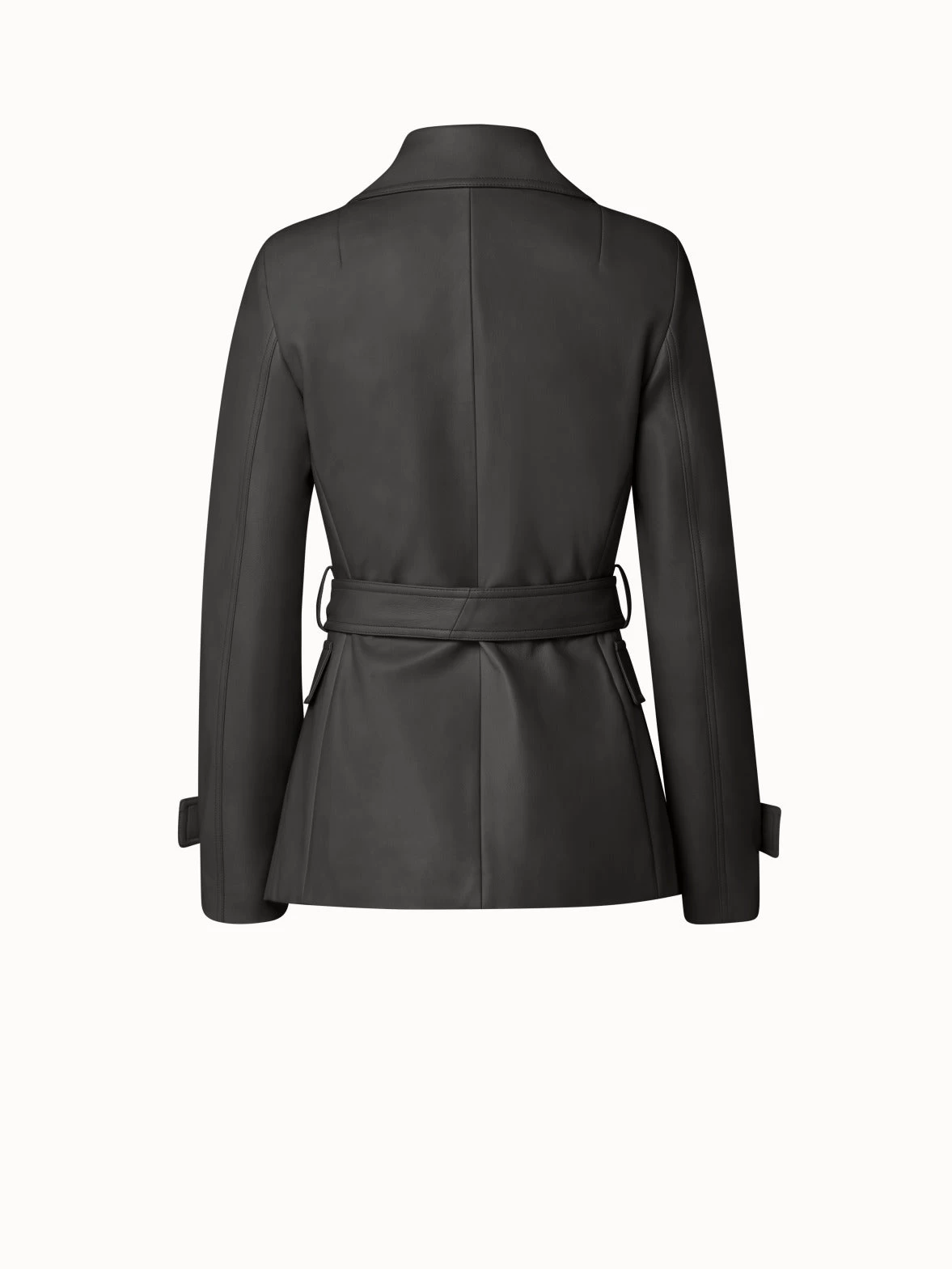 AKRIS Double-Breasted Lambskin Leather Jacket - Image 2